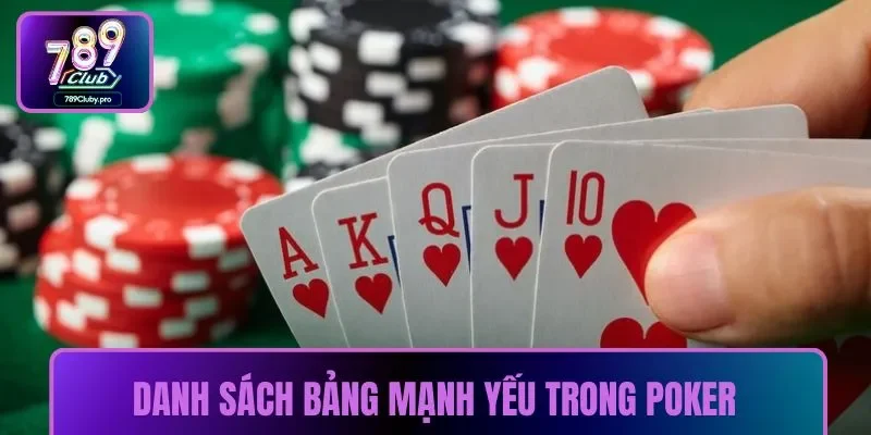 Danh sách bảng mạnh yếu trong Poker